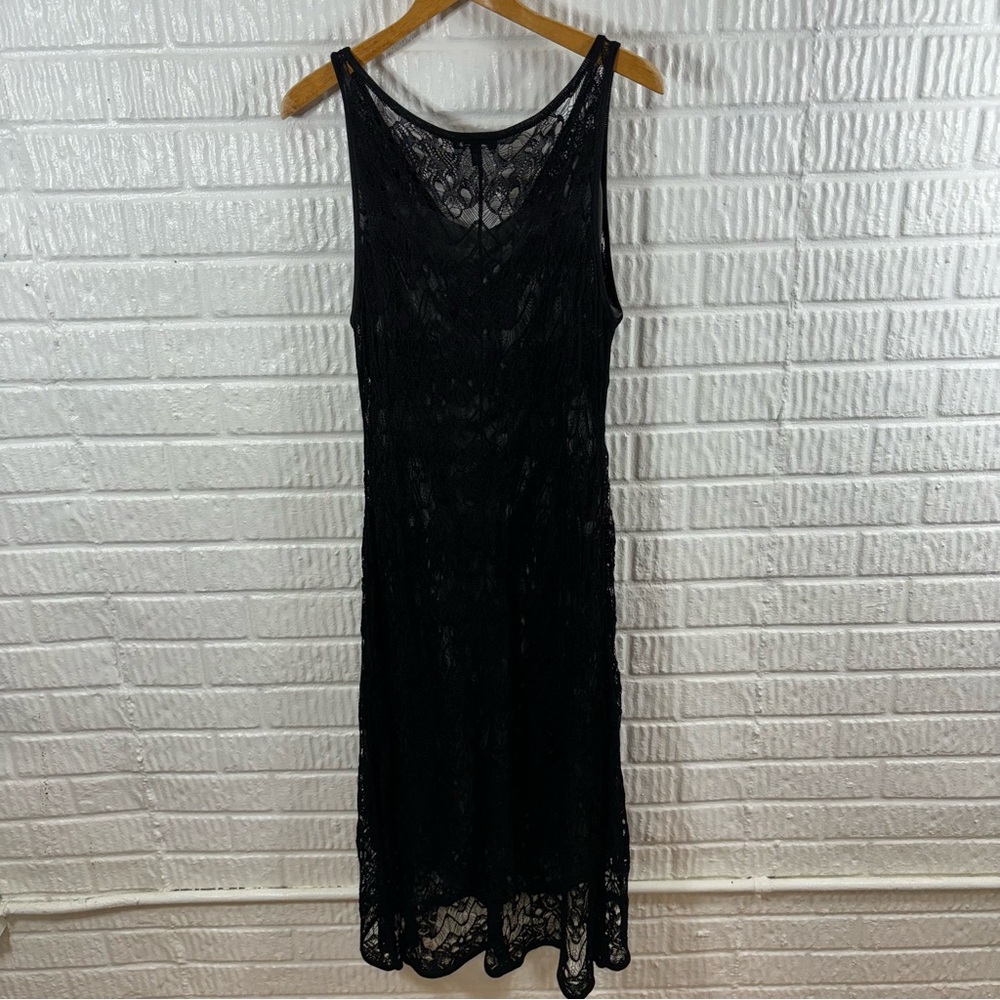 Eileen Fisher V-Neck Crinkle Lace Dress w/ Slip Large - Picture 4 of 6